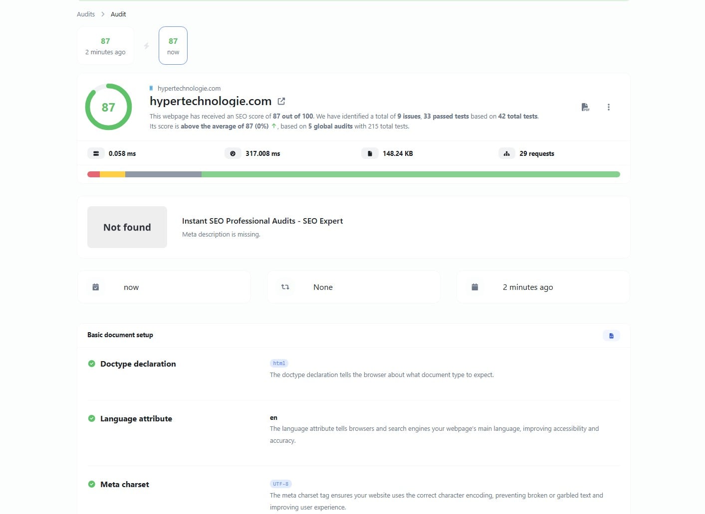 Screenshot of the app audit history tracking feature