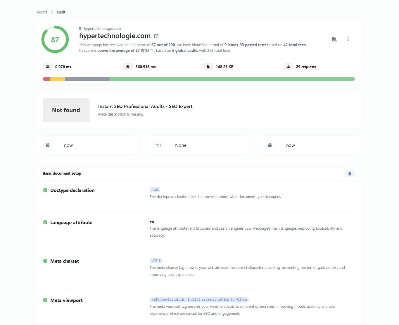 Screenshot of the app dashboard